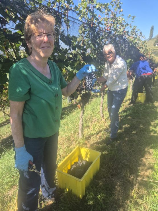 Paula und Ruth geniessen die Zeit im Rebberg